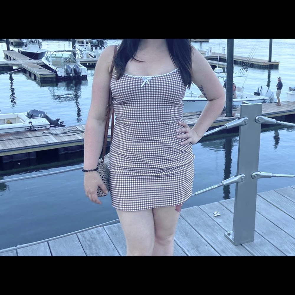 Urban outfitters plaid dress white/brown/burgundy